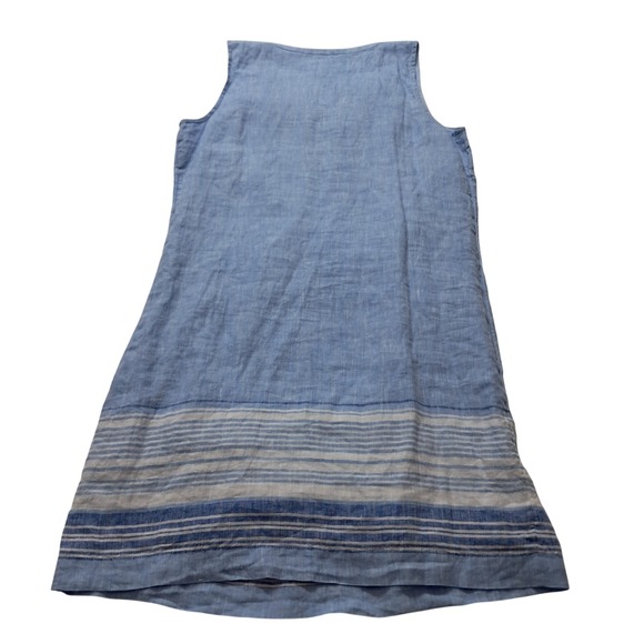 NWT Talbots Pintuck Linen Popover Dress Women's 6 Blue Striped Knee Length - Picture 2 of 11